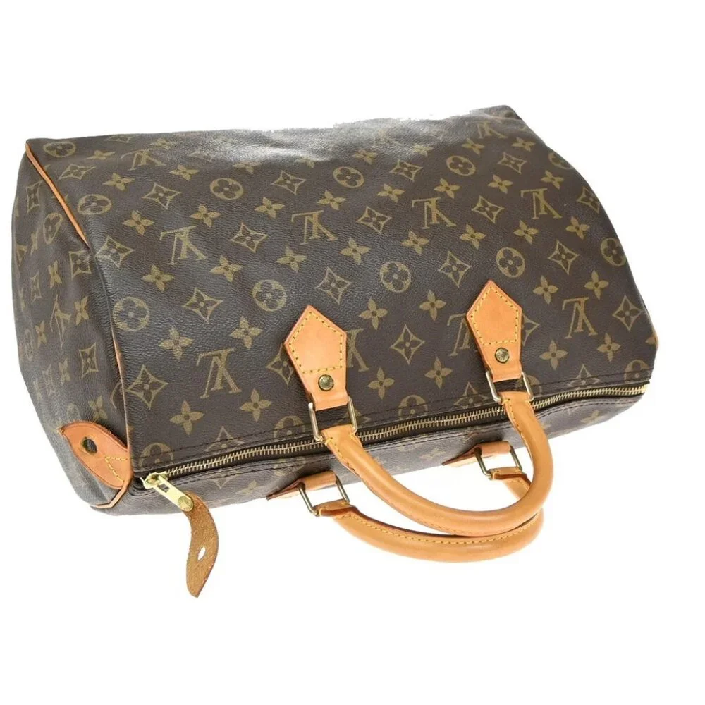LOUIS VUITTON Speedy 35 Travel Hand Bag Monogram Leather Brown